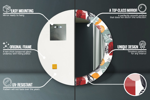 Kulaté zrcadlo s potiskem Abstrakce s ptáky