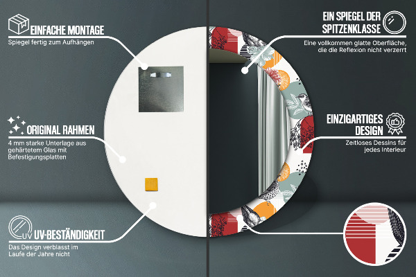 Kulaté zrcadlo s potiskem Abstrakce s ptáky