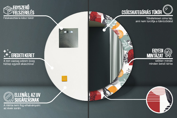 Kulaté zrcadlo s potiskem Abstrakce s ptáky