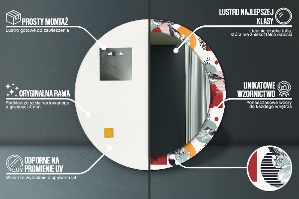 Kulaté zrcadlo s potiskem Abstrakce s ptáky