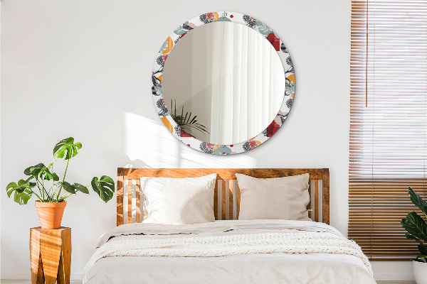 Kulaté zrcadlo s potiskem Abstrakce s ptáky