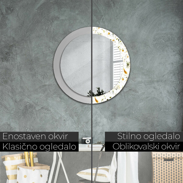 Kulaté zrcadlo s potiskem Polní květiny