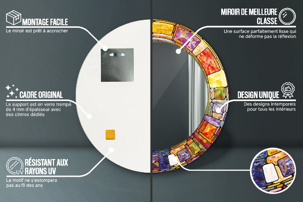 Kulaté zrcadlo s potiskem Barevné okno vitráže