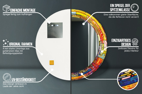 Kulaté zrcadlo s potiskem Barevné okno vitráže