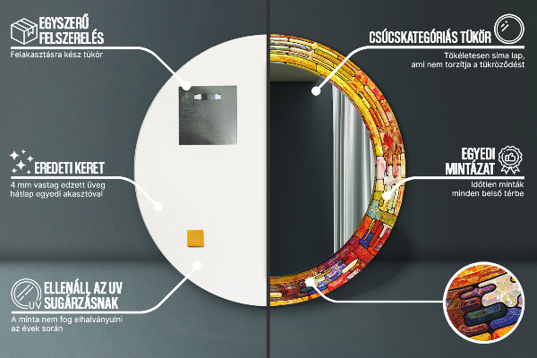Kulaté zrcadlo s potiskem Barevné okno vitráže