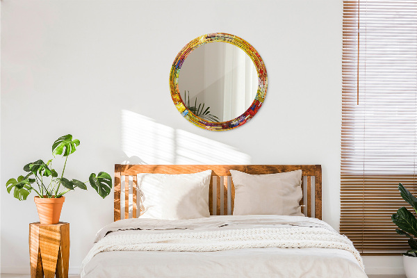 Kulaté zrcadlo s potiskem Barevné okno vitráže