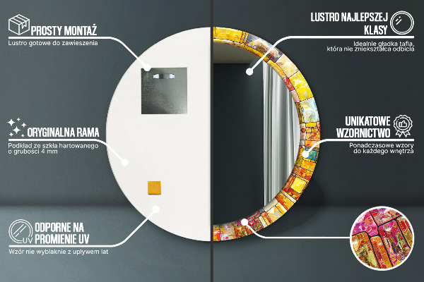 Kulaté zrcadlo s potiskem Barevné okno vitráže