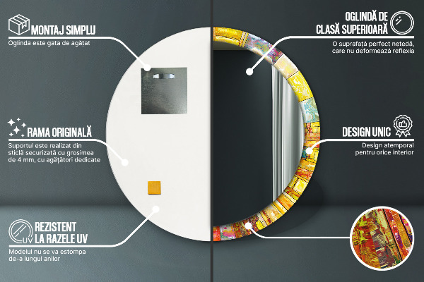 Kulaté zrcadlo s potiskem Barevné okno vitráže