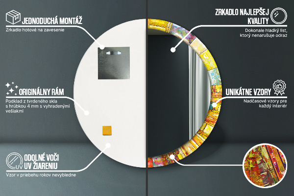 Kulaté zrcadlo s potiskem Barevné okno vitráže