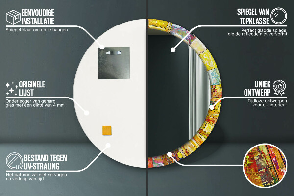 Kulaté zrcadlo s potiskem Barevné okno vitráže