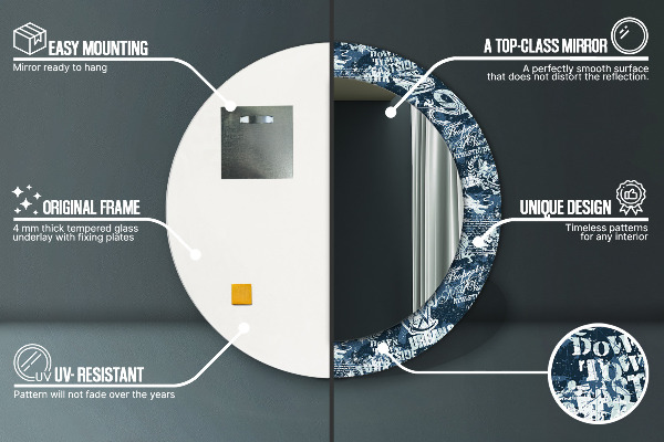 Kulaté dekorační zrcadlo Koláž