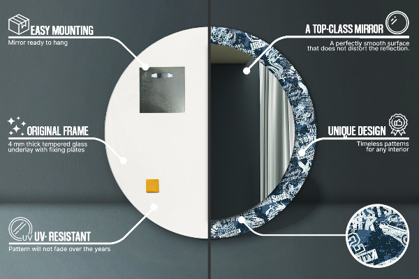 Kulaté dekorační zrcadlo Koláž