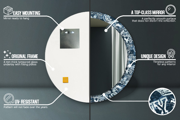 Kulaté dekorační zrcadlo Koláž