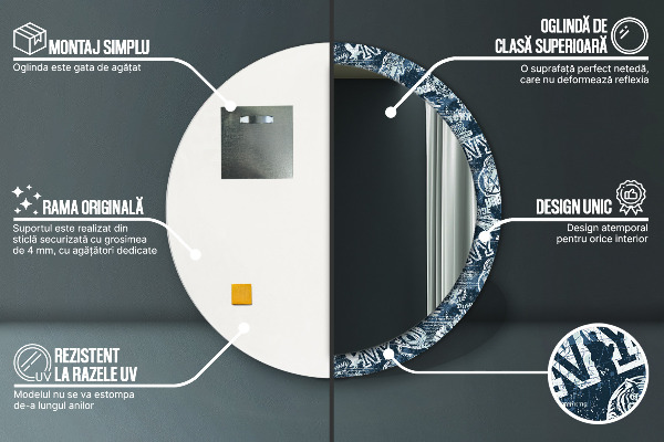 Kulaté dekorační zrcadlo Koláž