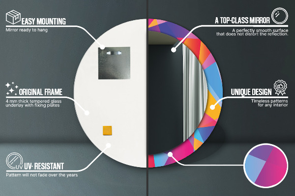 Kulaté dekorační zrcadlo Geometrické složení
