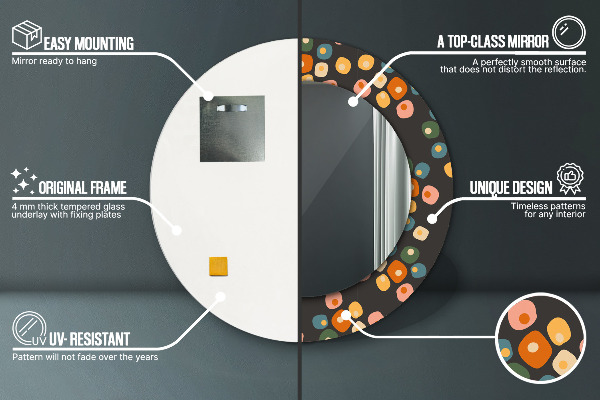 Kulaté dekorační zrcadlo Květinové tečky