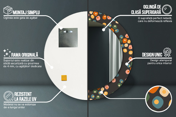 Kulaté dekorační zrcadlo Květinové tečky