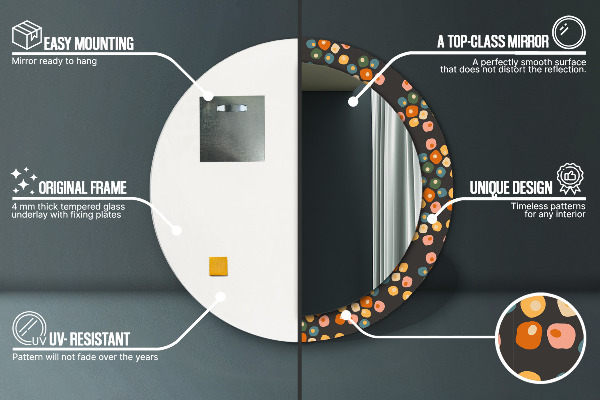 Kulaté dekorační zrcadlo Květinové tečky