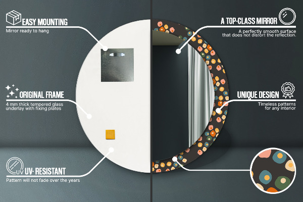 Kulaté dekorační zrcadlo Květinové tečky