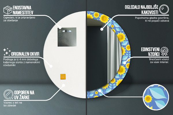 Kulaté dekorační zrcadlo na zeď Geometrické slunečnice