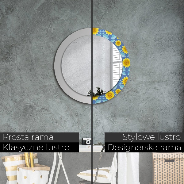 Kulaté dekorační zrcadlo na zeď Geometrické slunečnice