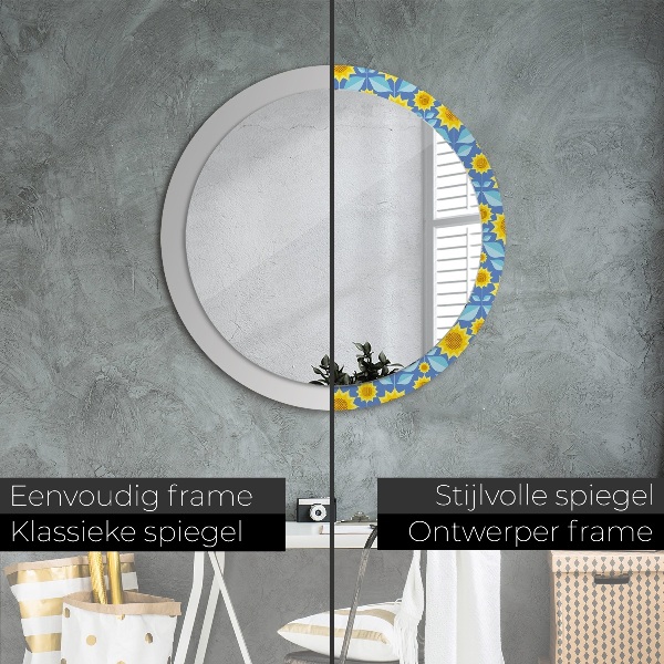 Kulaté dekorační zrcadlo na zeď Geometrické slunečnice
