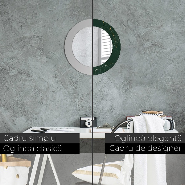 Kulaté zrcadlo rám s potiskem Jemné zlaté listy