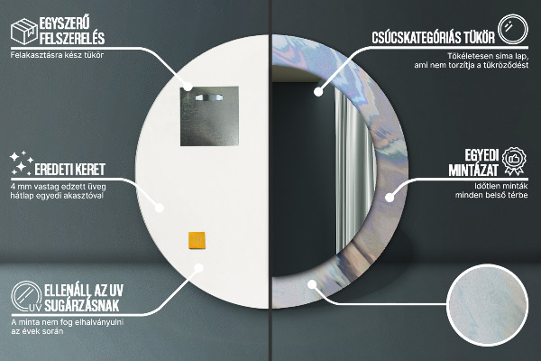 Kulaté dekorační zrcadlo Holografická textura