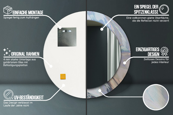 Kulaté dekorační zrcadlo Holografická textura