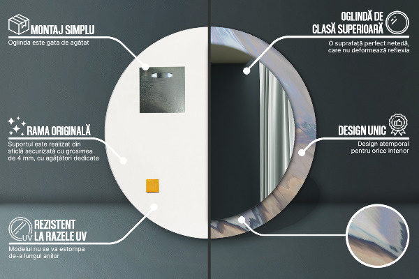 Kulaté dekorační zrcadlo Holografická textura