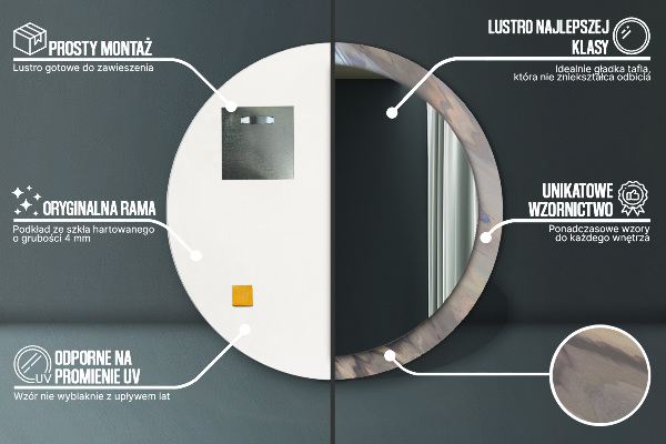 Kulaté dekorační zrcadlo Holografická textura