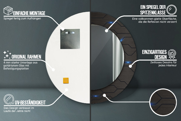 Kulaté dekorační zrcadlo na zeď Futuristický abstrakt