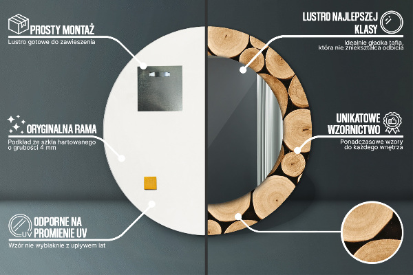 Kulaté dekorační zrcadlo na zeď Protokoly