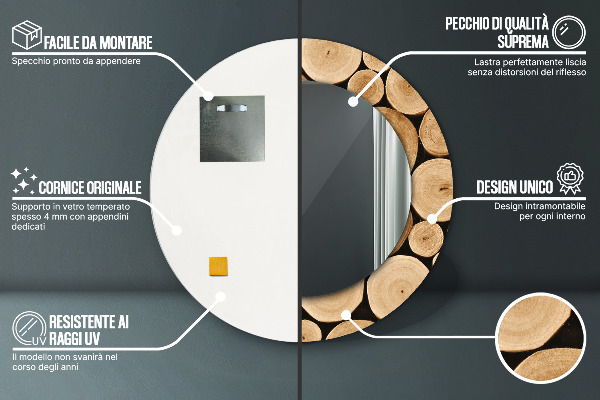 Kulaté dekorační zrcadlo na zeď Protokoly