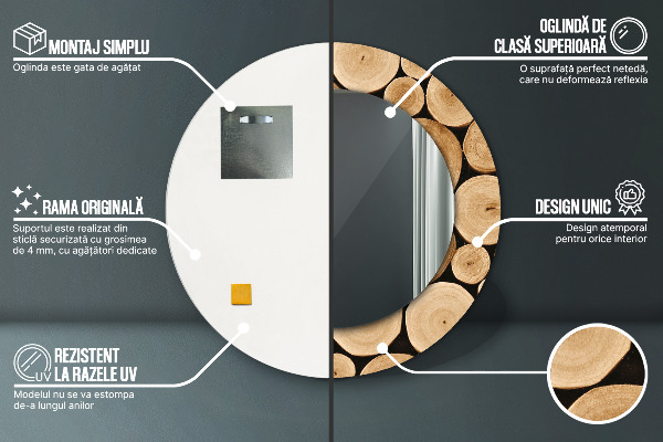 Kulaté dekorační zrcadlo na zeď Protokoly