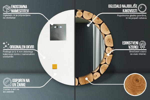 Kulaté dekorační zrcadlo na zeď Protokoly