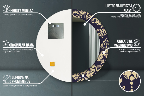 Kulaté dekorační zrcadlo na zeď Květinový vzor