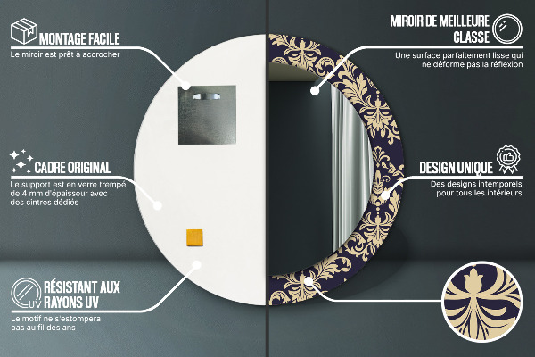 Kulaté dekorační zrcadlo na zeď Květinový vzor