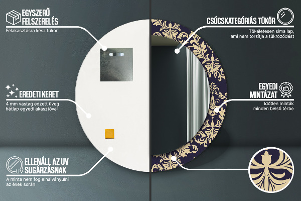 Kulaté dekorační zrcadlo na zeď Květinový vzor