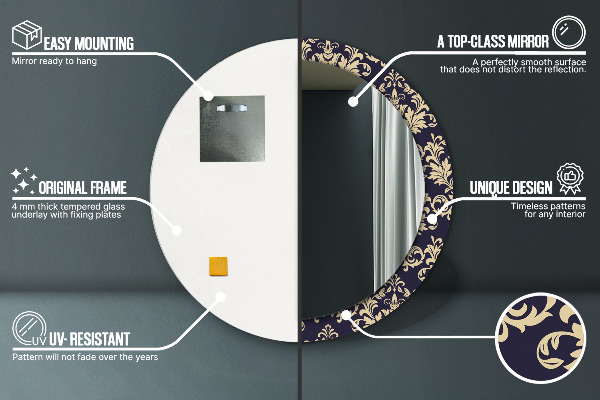 Kulaté dekorační zrcadlo na zeď Květinový vzor