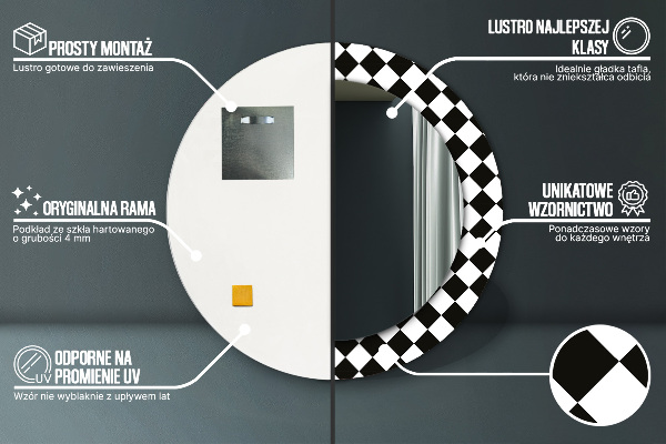 Kulaté dekorační zrcadlo na zeď Šachový stůl