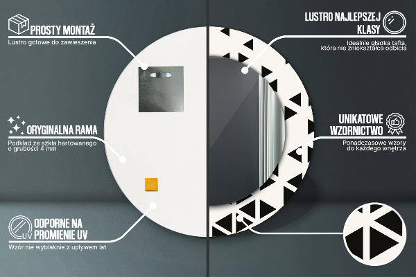 Kulaté dekorační zrcadlo na zeď Abstraktní geometrická