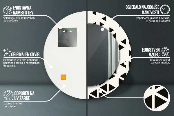 Kulaté dekorační zrcadlo na zeď Abstraktní geometrická