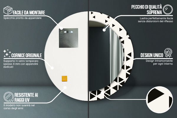 Kulaté dekorační zrcadlo na zeď Abstraktní geometrická