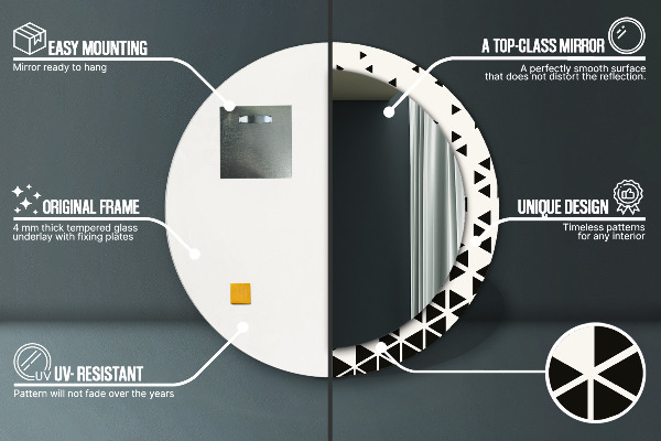 Kulaté dekorační zrcadlo na zeď Abstraktní geometrická