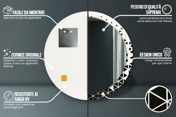 Kulaté dekorační zrcadlo na zeď Abstraktní geometrická