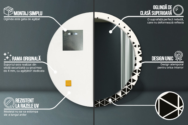 Kulaté dekorační zrcadlo na zeď Abstraktní geometrická