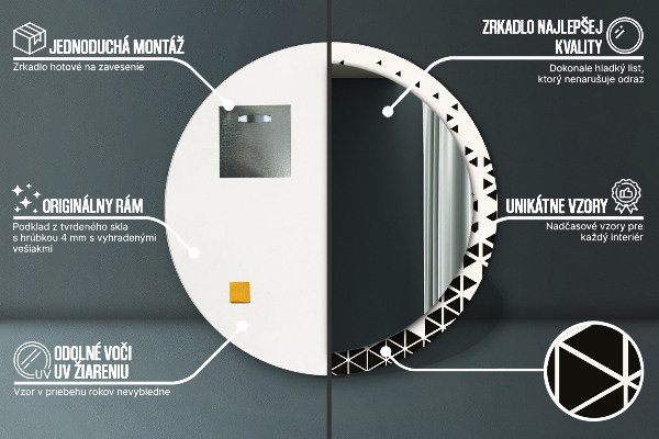 Kulaté dekorační zrcadlo na zeď Abstraktní geometrická