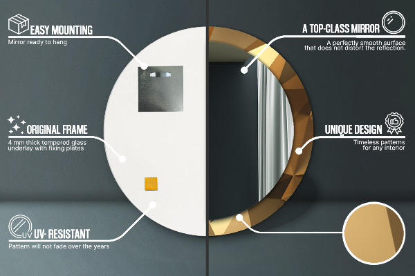 Kulaté zrcadlo s potiskem Zlatá abstrakce