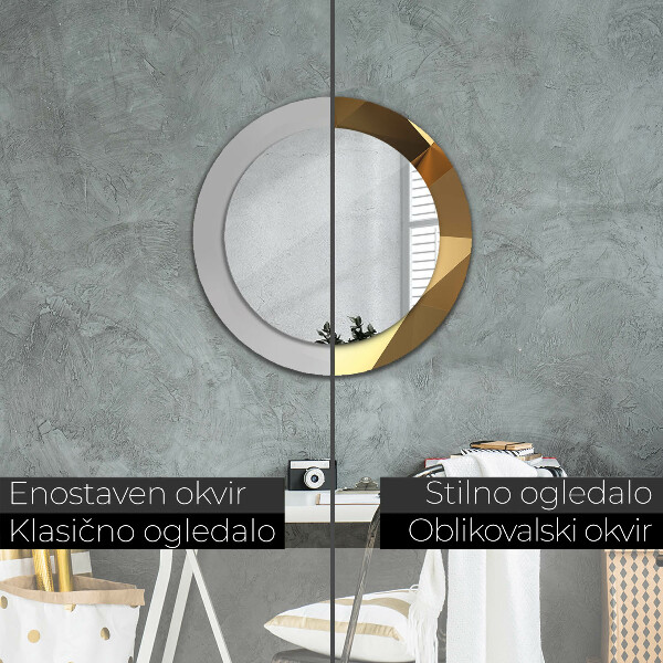 Kulaté zrcadlo s potiskem Zlatá abstrakce